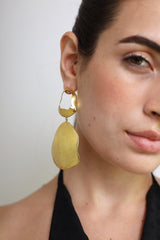Gold Sculptural Long Drop Statement Earrings
