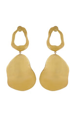 Gold Sculptural Long Drop Statement Earrings