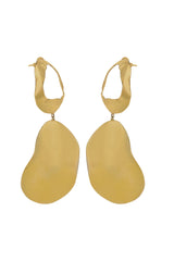 Gold Sculptural Long Drop Statement Earrings
