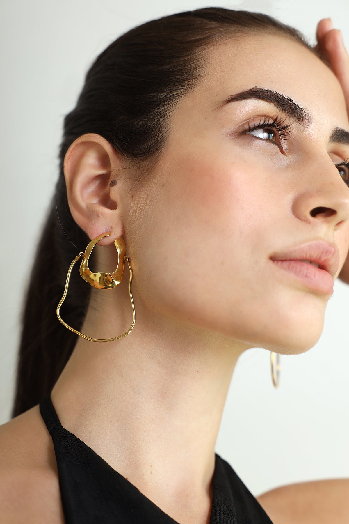 Gold Fluid Sculpted Hoop Earrings