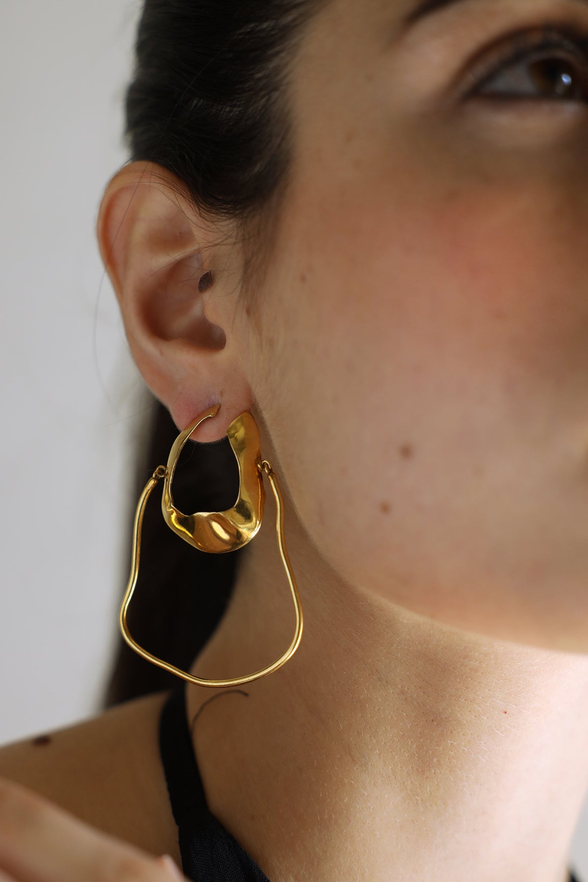 Gold Fluid Sculpted Hoop Earrings