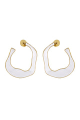Gold Contemporary White Enamel Statement Hoops