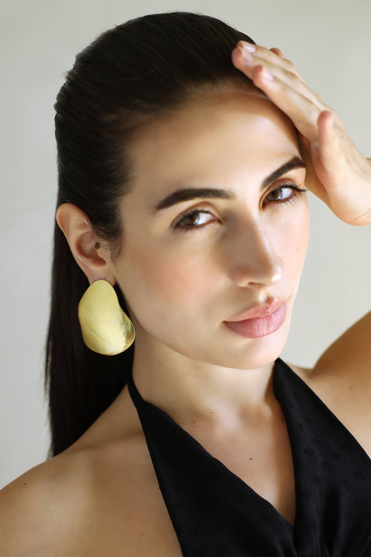 Gold Contemporary Statement Stud Earrings