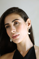 Gold Dual Tone Enamel Drop Earrings