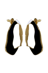 Gold Dual Tone Enamel Drop Earrings
