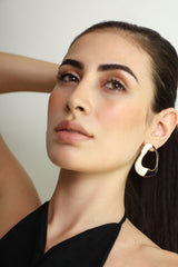 Gold Dual Tone Enamel Drop Earrings