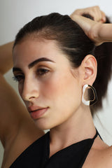Gold Dual Tone Enamel Drop Earrings