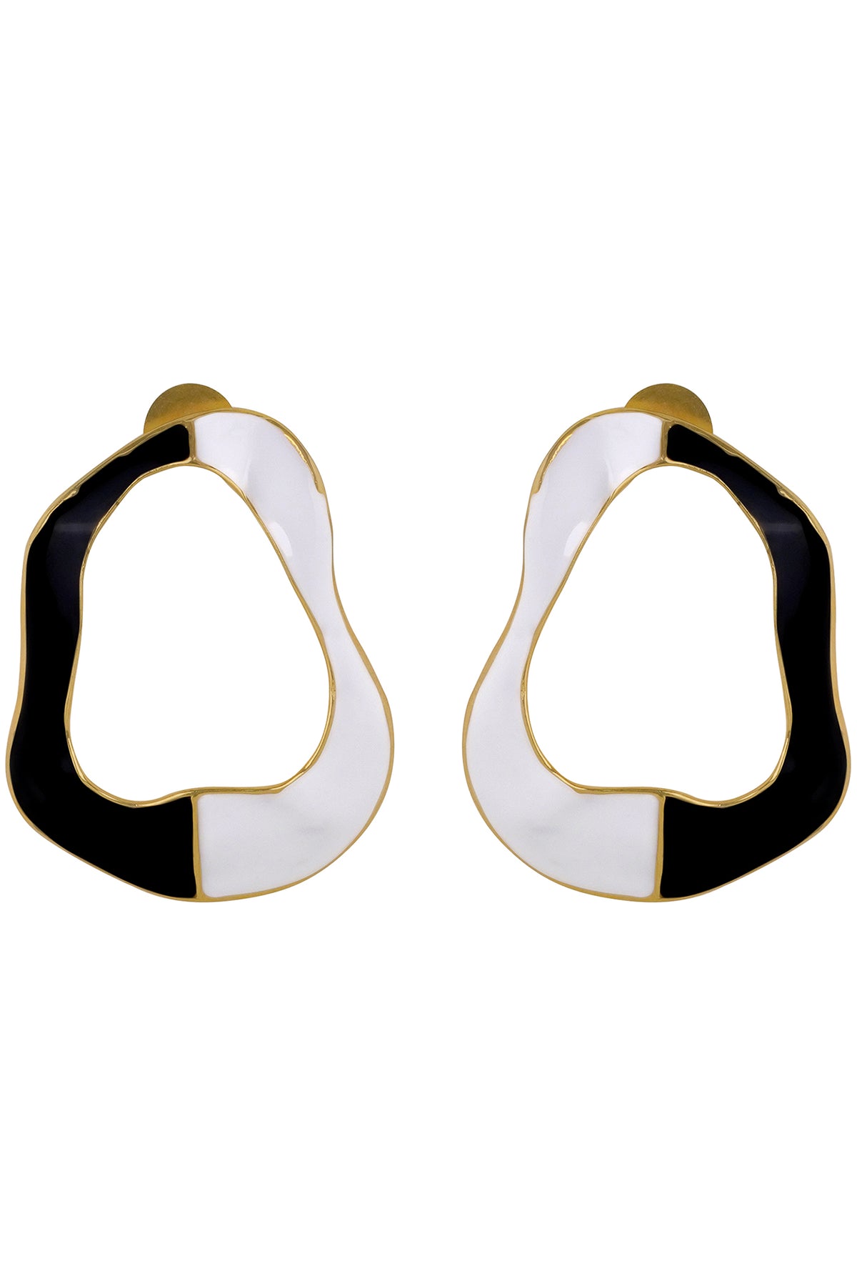 Gold Dual Tone Enamel Drop Earrings