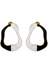 Gold Dual Tone Enamel Drop Earrings