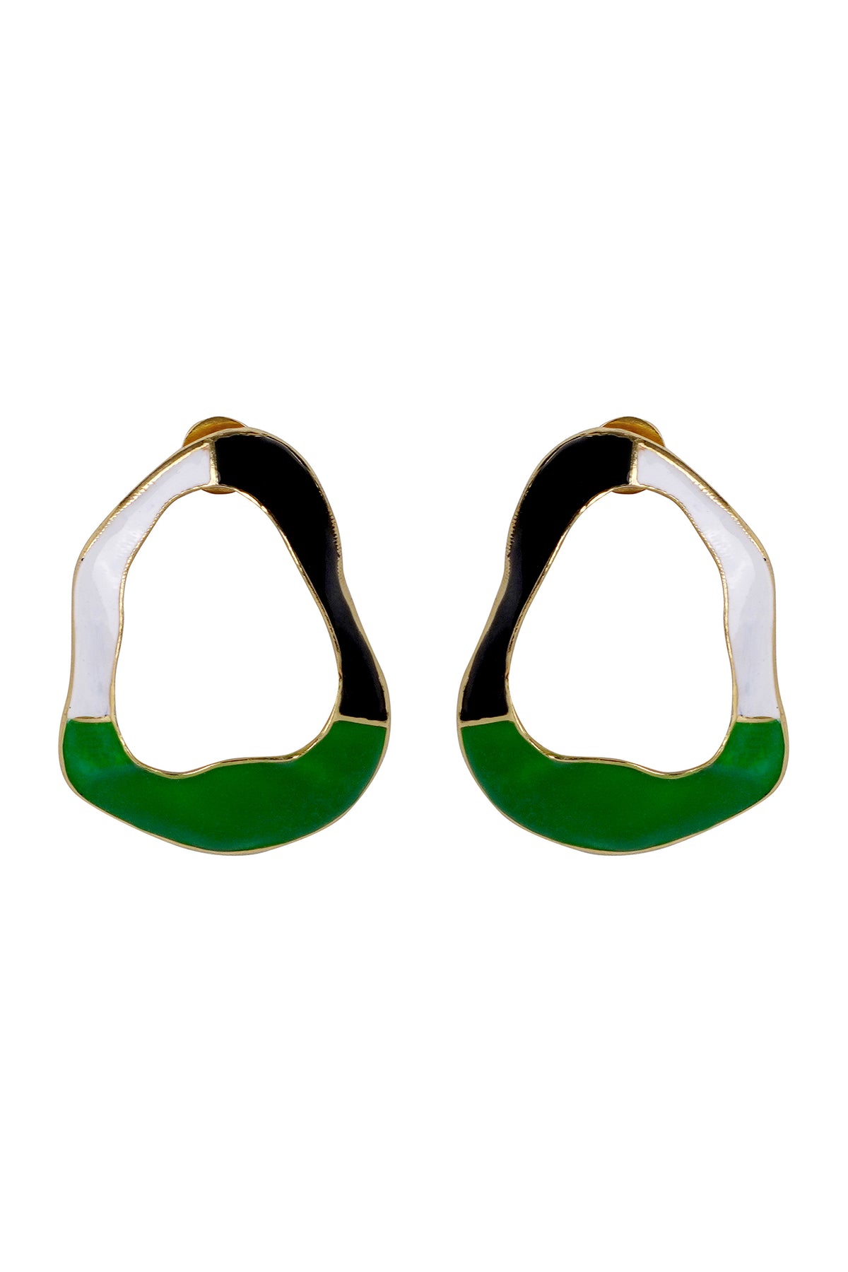 Gold Artistic Enamel Statement Stud Earrings