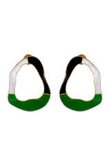 Gold Artistic Enamel Statement Stud Earrings