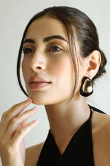 Gold Modern Enamel Drop Stud Earrings