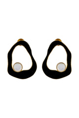 Gold Modern Enamel Drop Stud Earrings