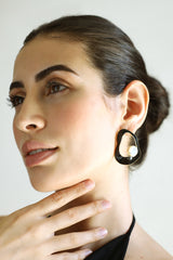 Gold Modern Enamel Drop Stud Earrings