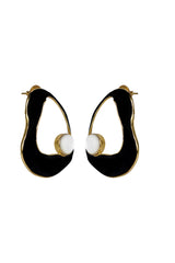 Gold Modern Enamel Drop Stud Earrings
