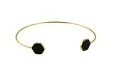 Gold Semi-Precious Stone Choker Necklace - Black