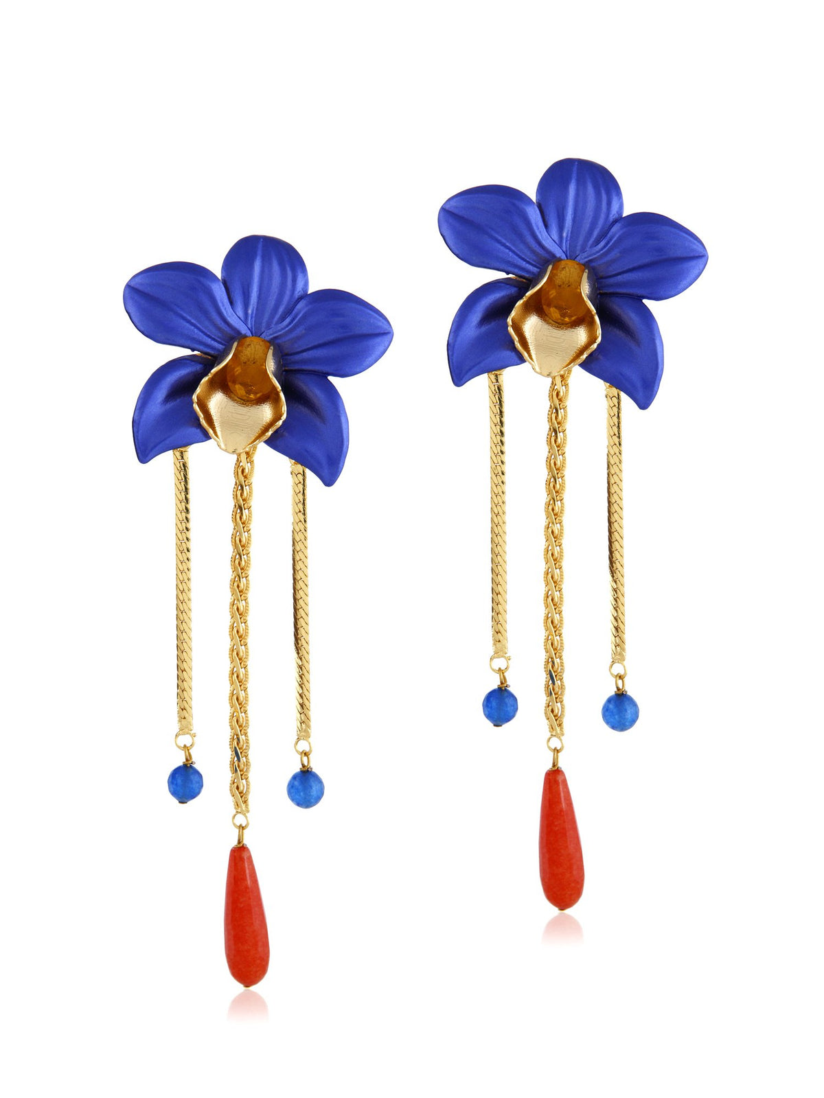 Turquoise Orchid Dangler Earrings