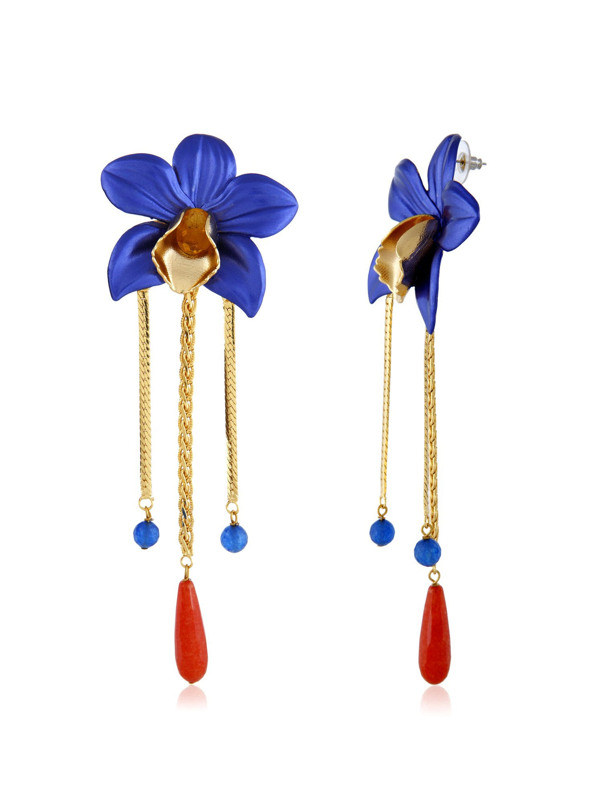 Turquoise Orchid Dangler Earrings