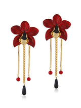 Red Orchid Dangler Earrings