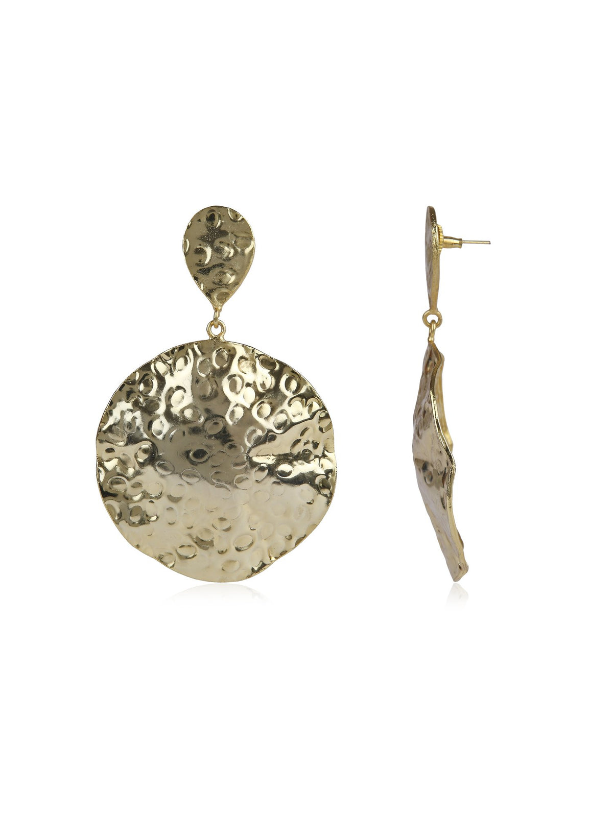 Beaten Sphere Earrings - Gold