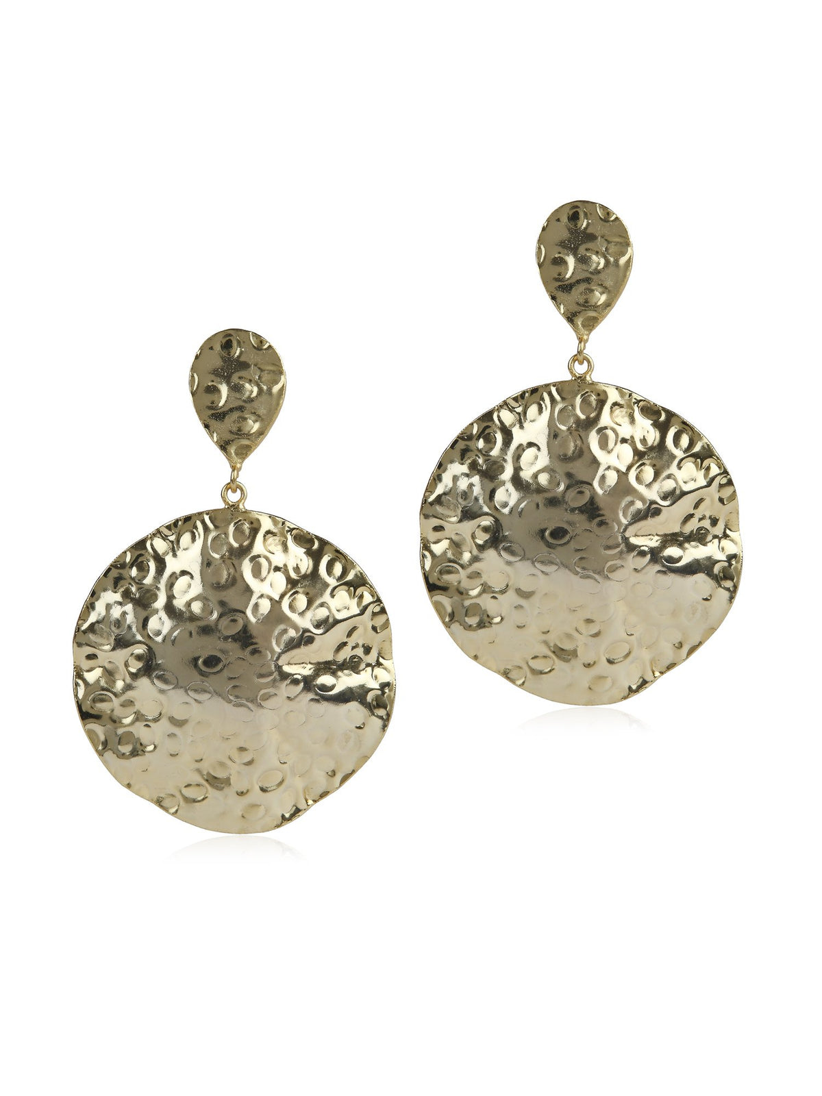 Beaten Sphere Earrings - Gold