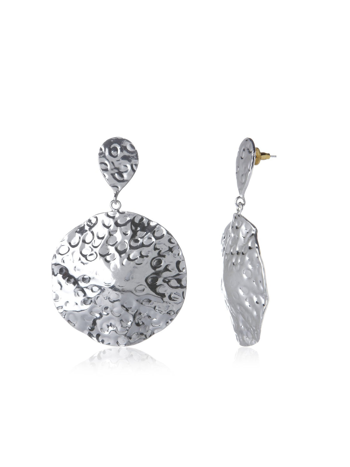 Beaten Sphere Earrings - Silver