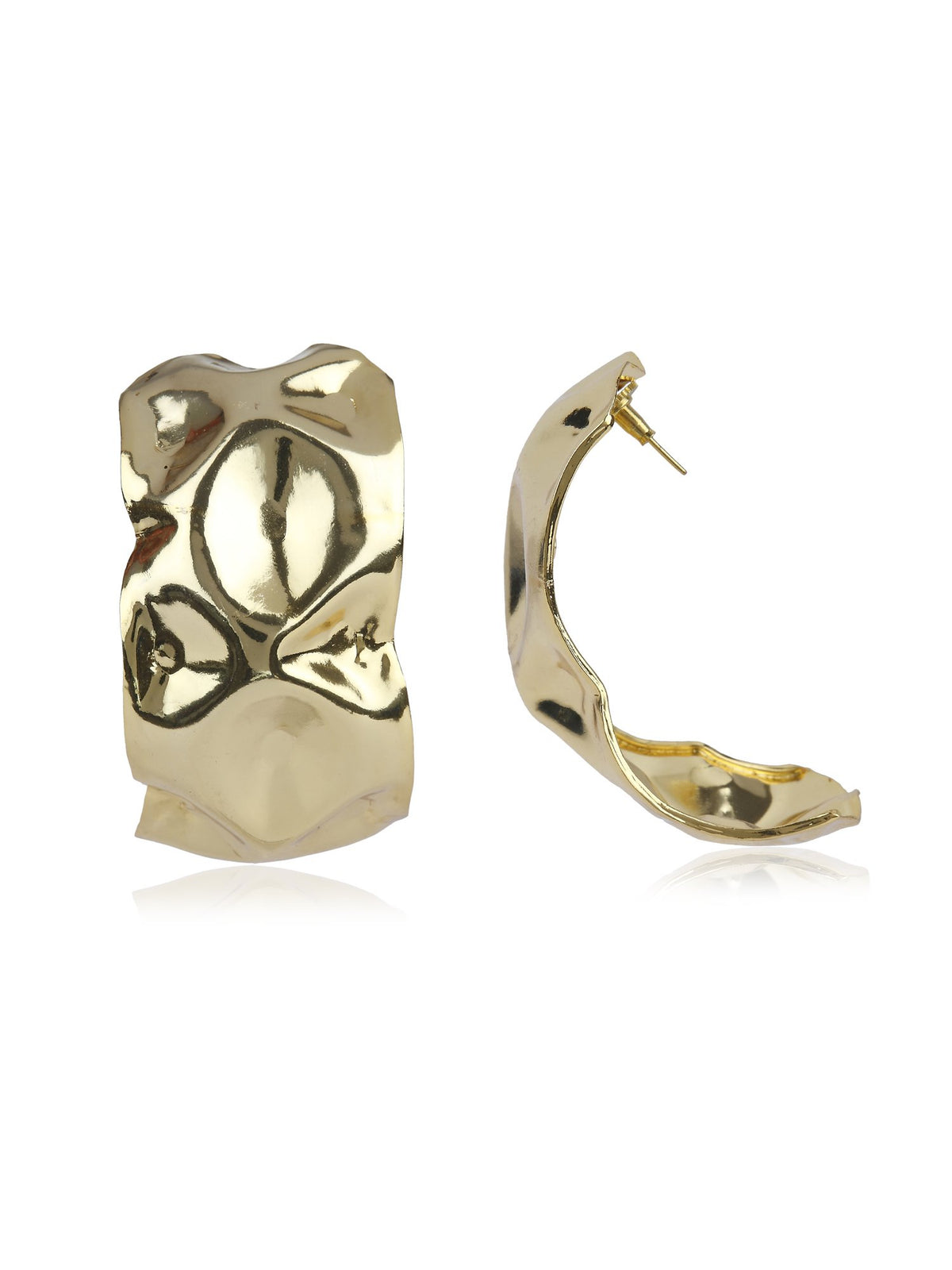 Beaten Hoops Earrings - Gold
