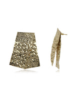 Beaten Rectangle Earrings - Gold