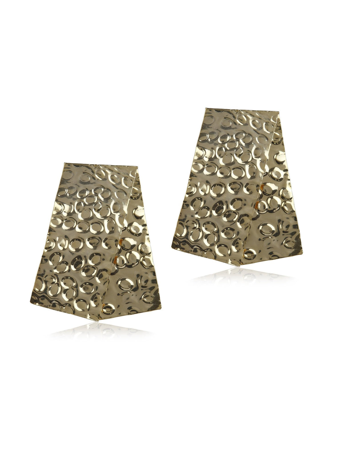 Beaten Rectangle Earrings - Gold