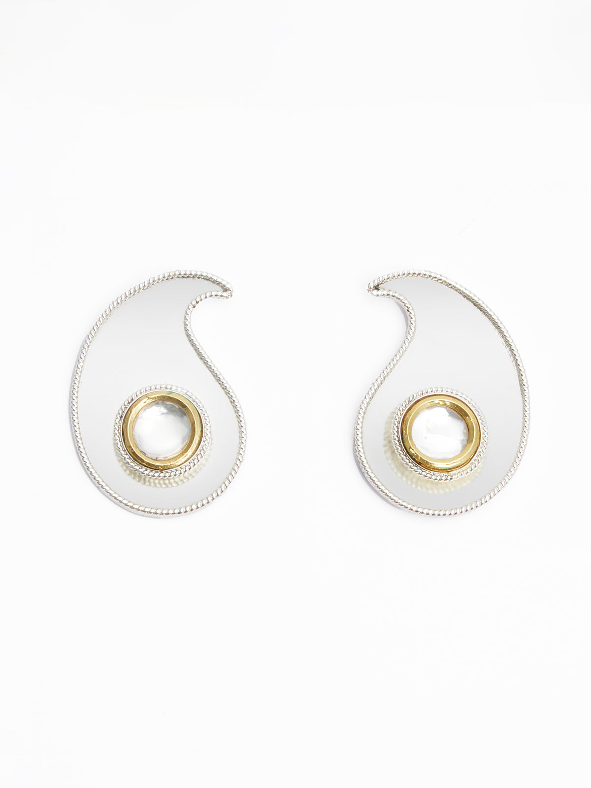 Polki Paisley Earrings - Silver