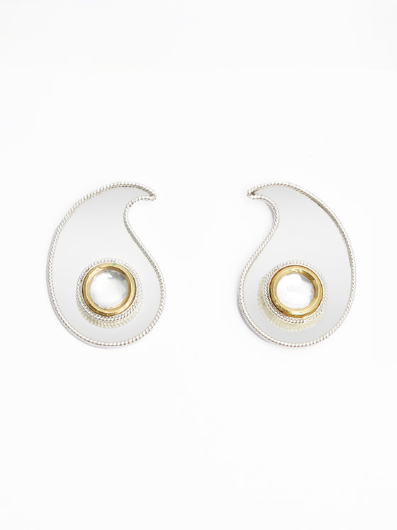 Polki Paisley Earrings - Silver