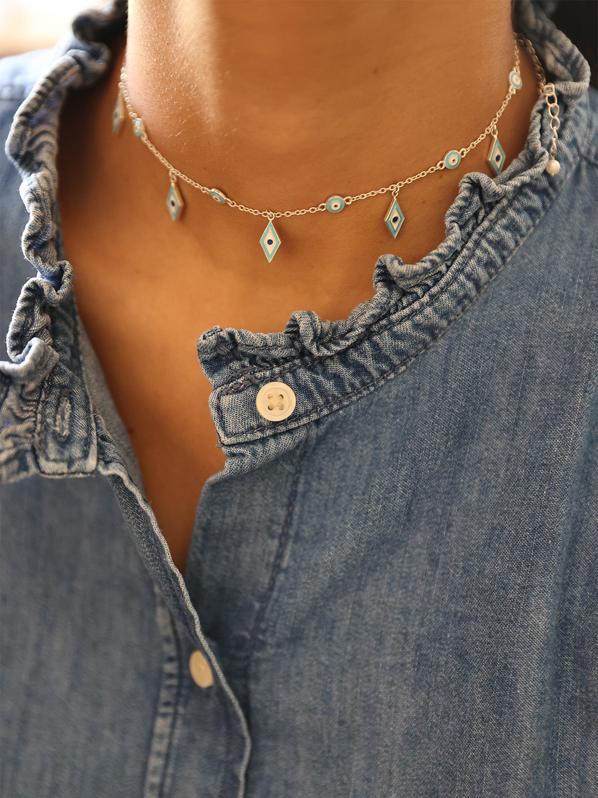 Evil Eye Drop Choker