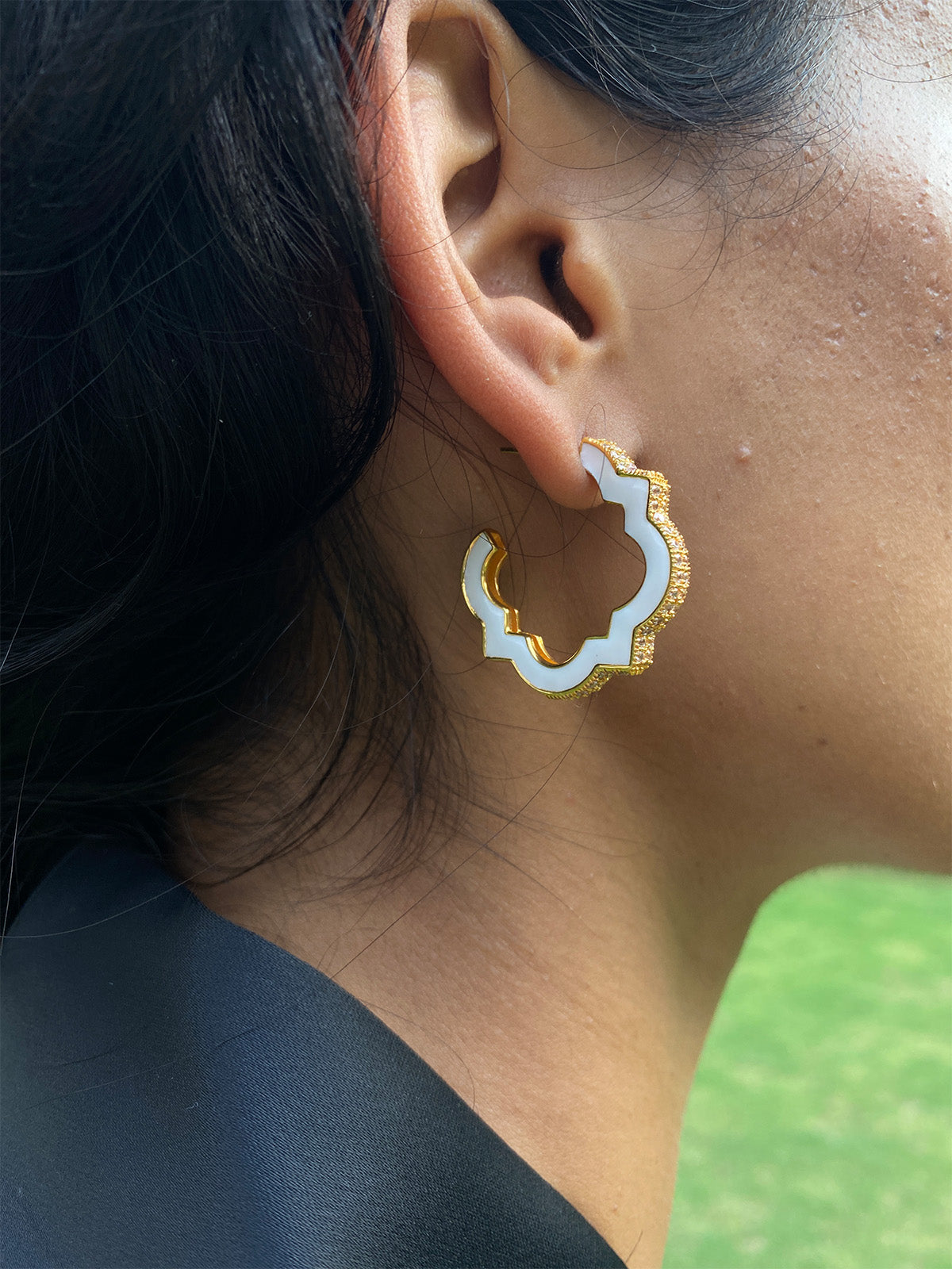 Half Cut Studded Hoops