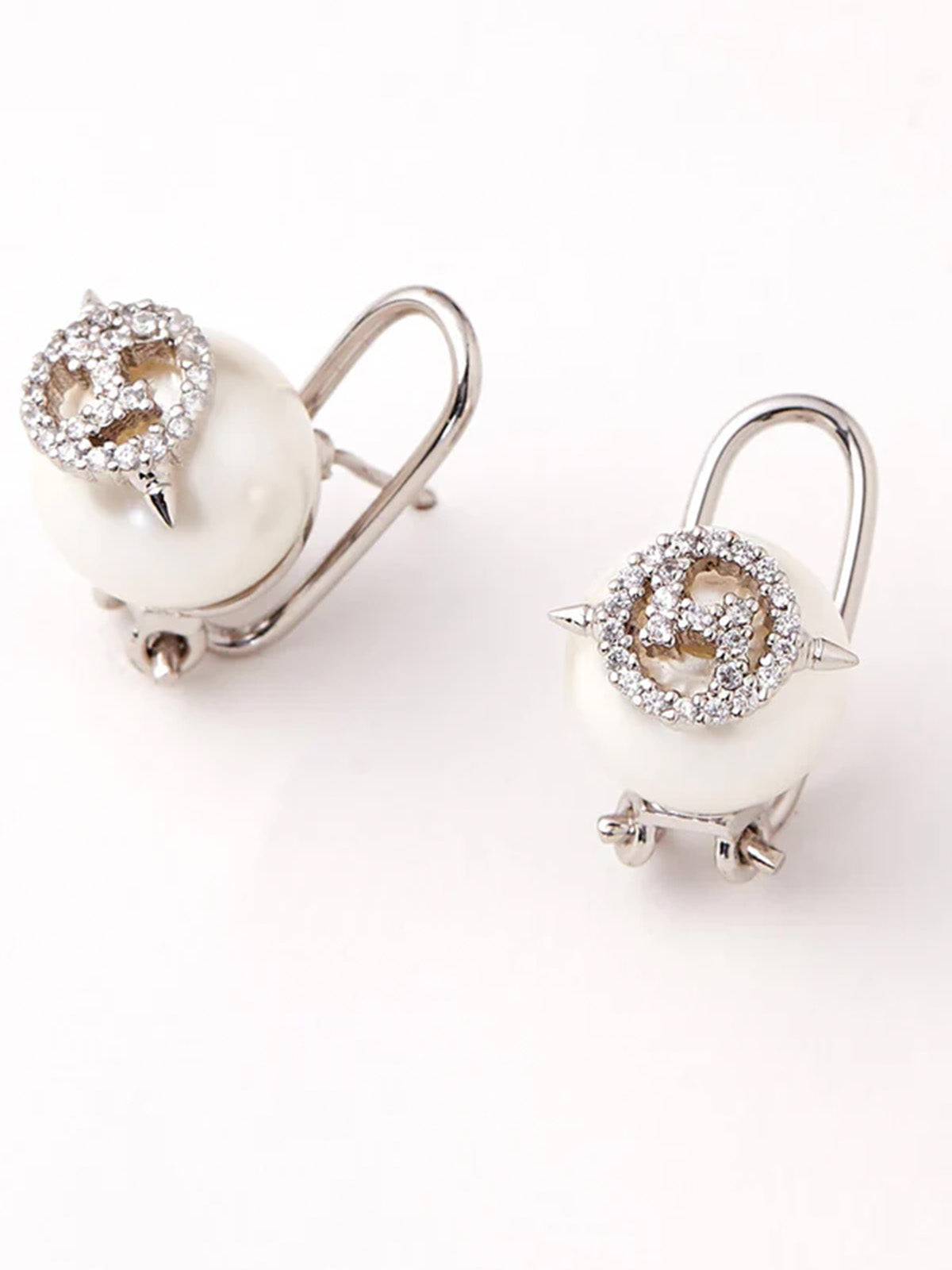Monogrammed Spike Pearl Studs