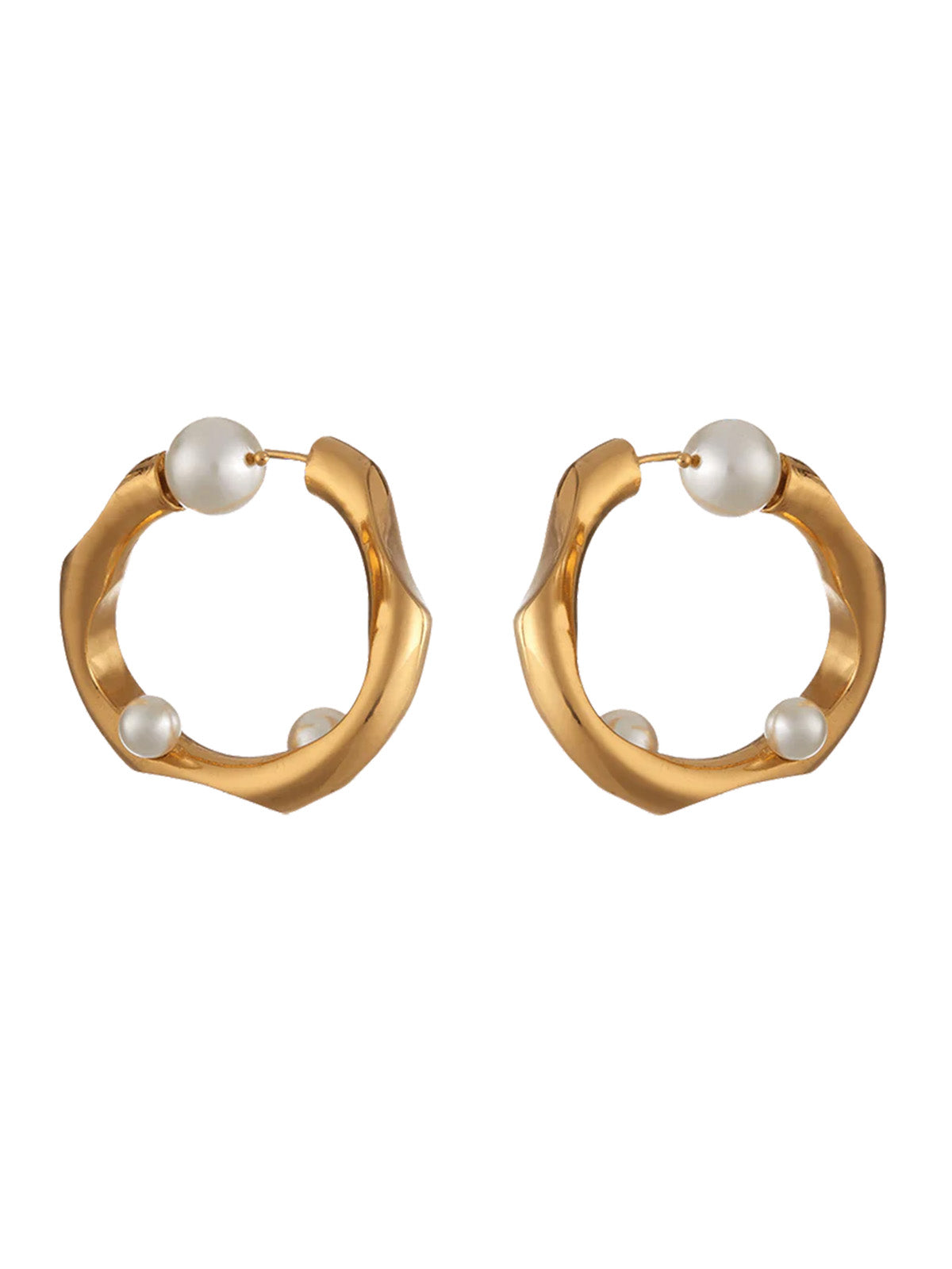 Pearl & Melting Gold Hoops