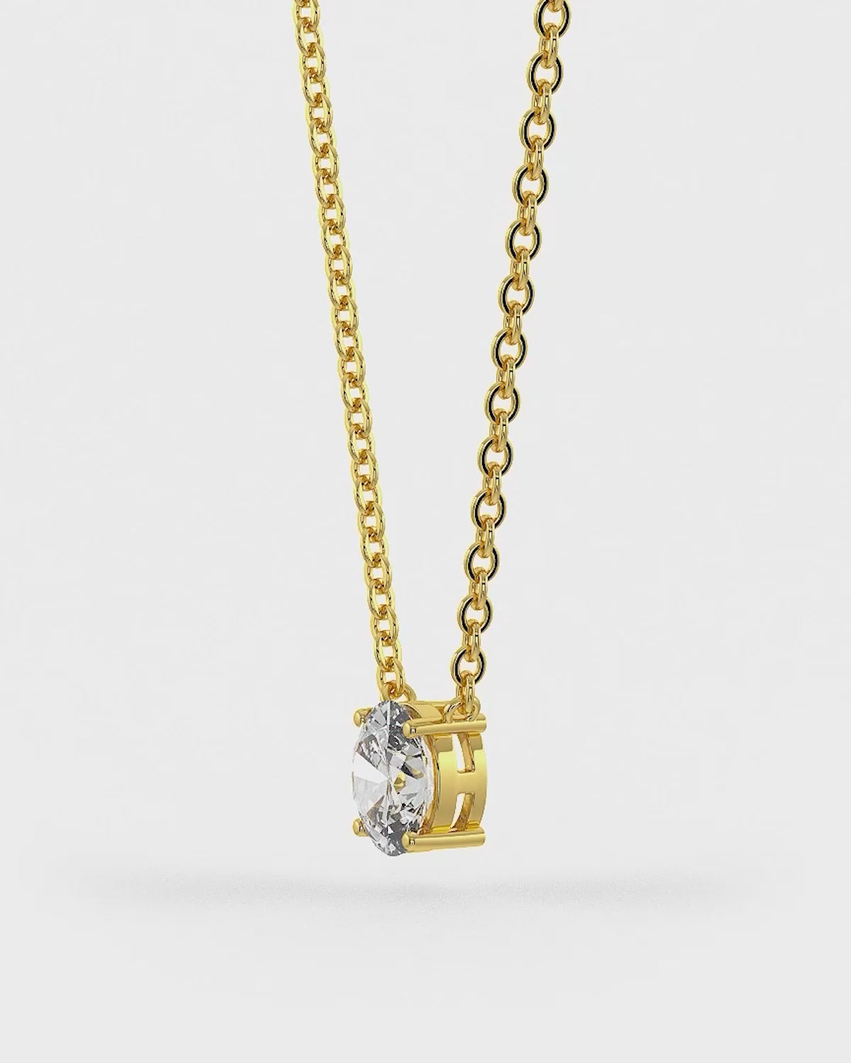 Oval Shaped Solitaire Pendant With chain
