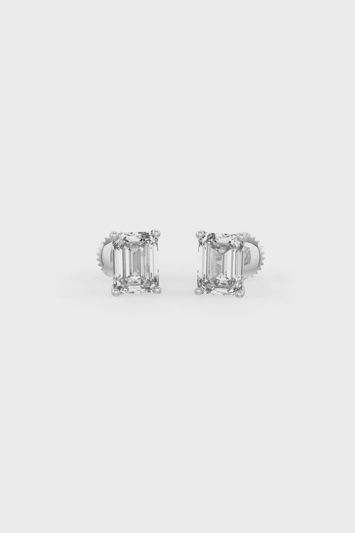 Emerald Cut Solitaire Stud Earrings