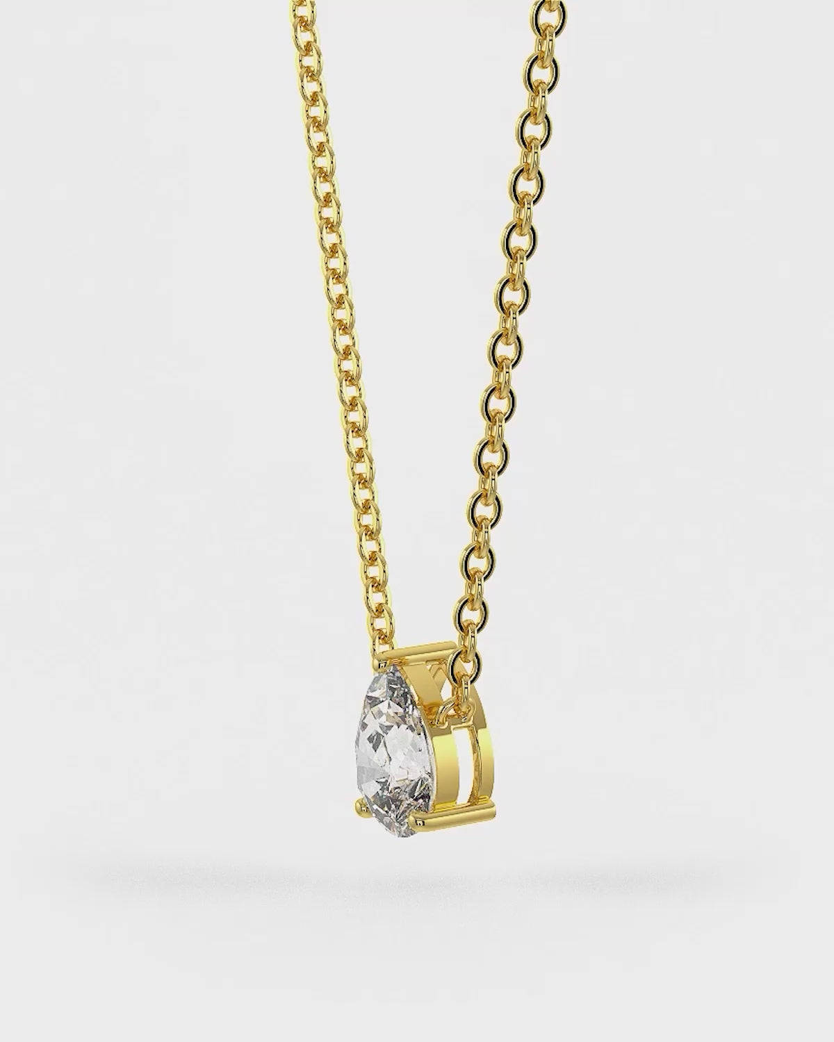 Pear Shaped Soliatire Pendant With Chain