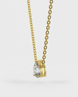 Pear Shaped Soliatire Pendant With Chain