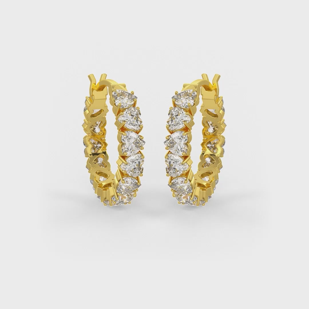 Heart Shaped Solitaire Hoop Earrings