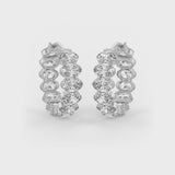 Oval Shaped Solitaire Hoop Earrings