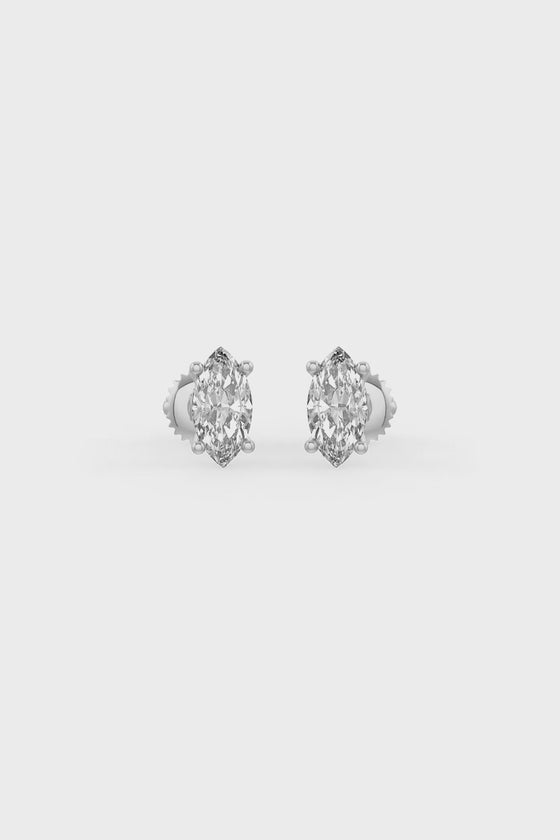 Marquise Shaped Solitaire Stud Earrings