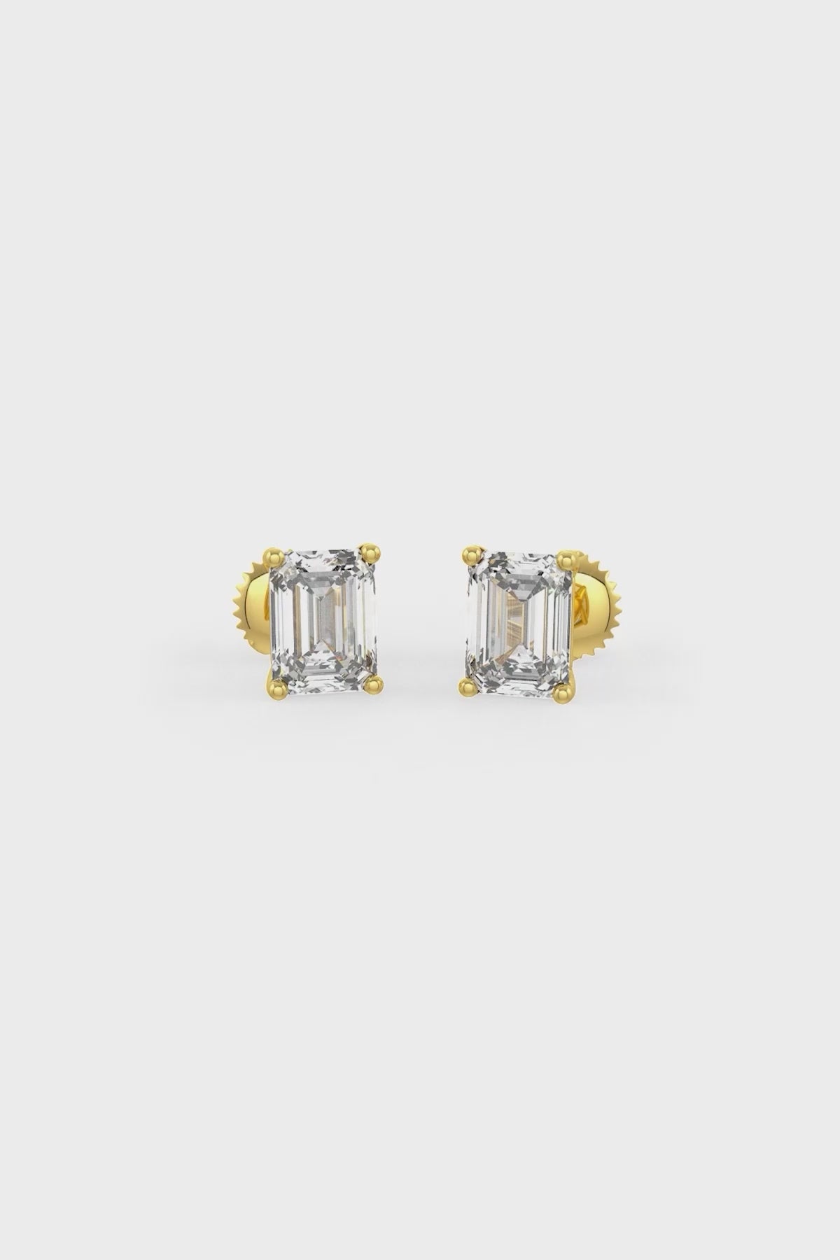 Emerald Cut Solitaire Stud Earrings