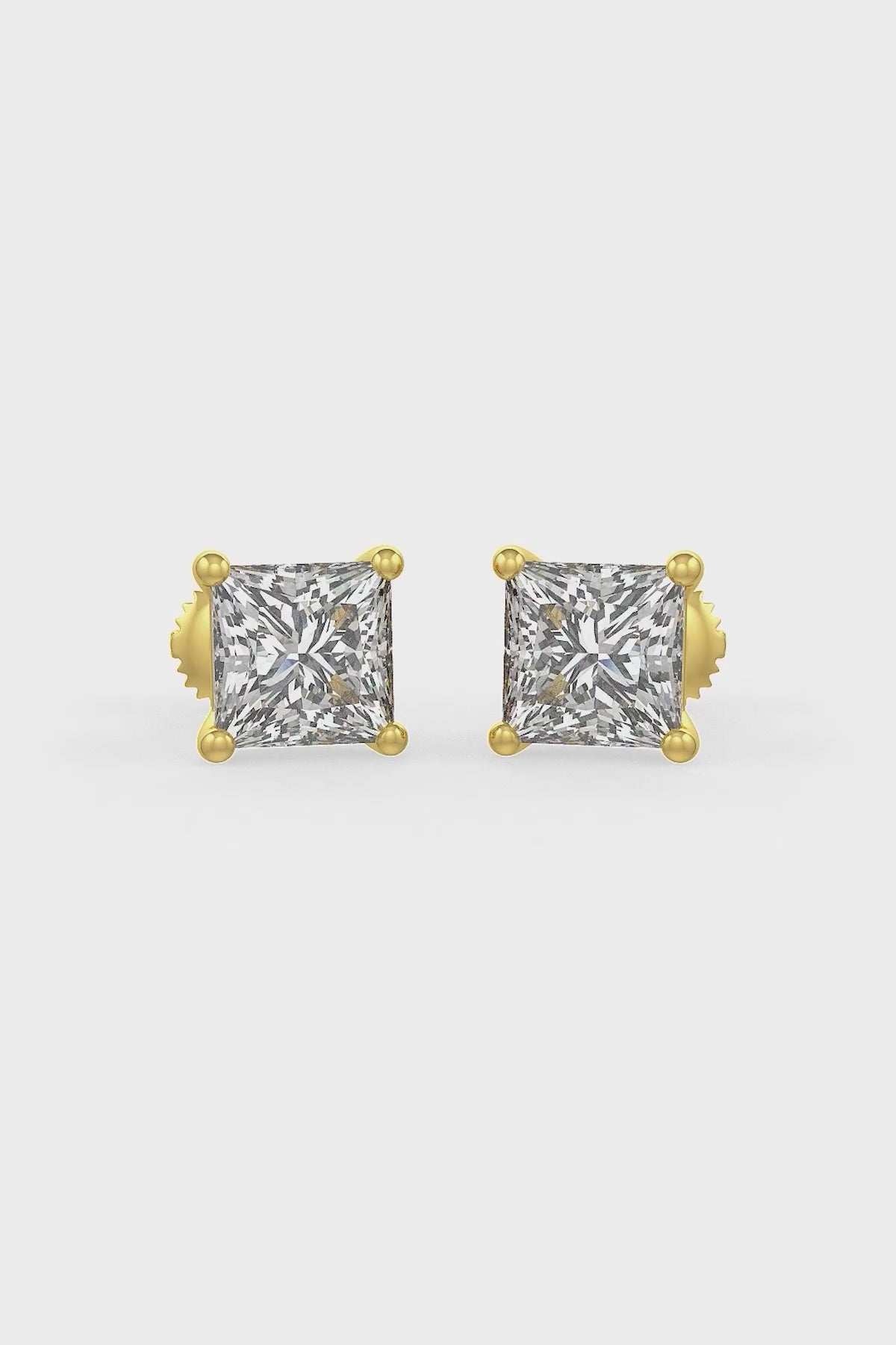 Square Shaped Solitaire Stud Earrings