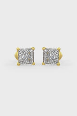 Square Shaped Solitaire Stud Earrings