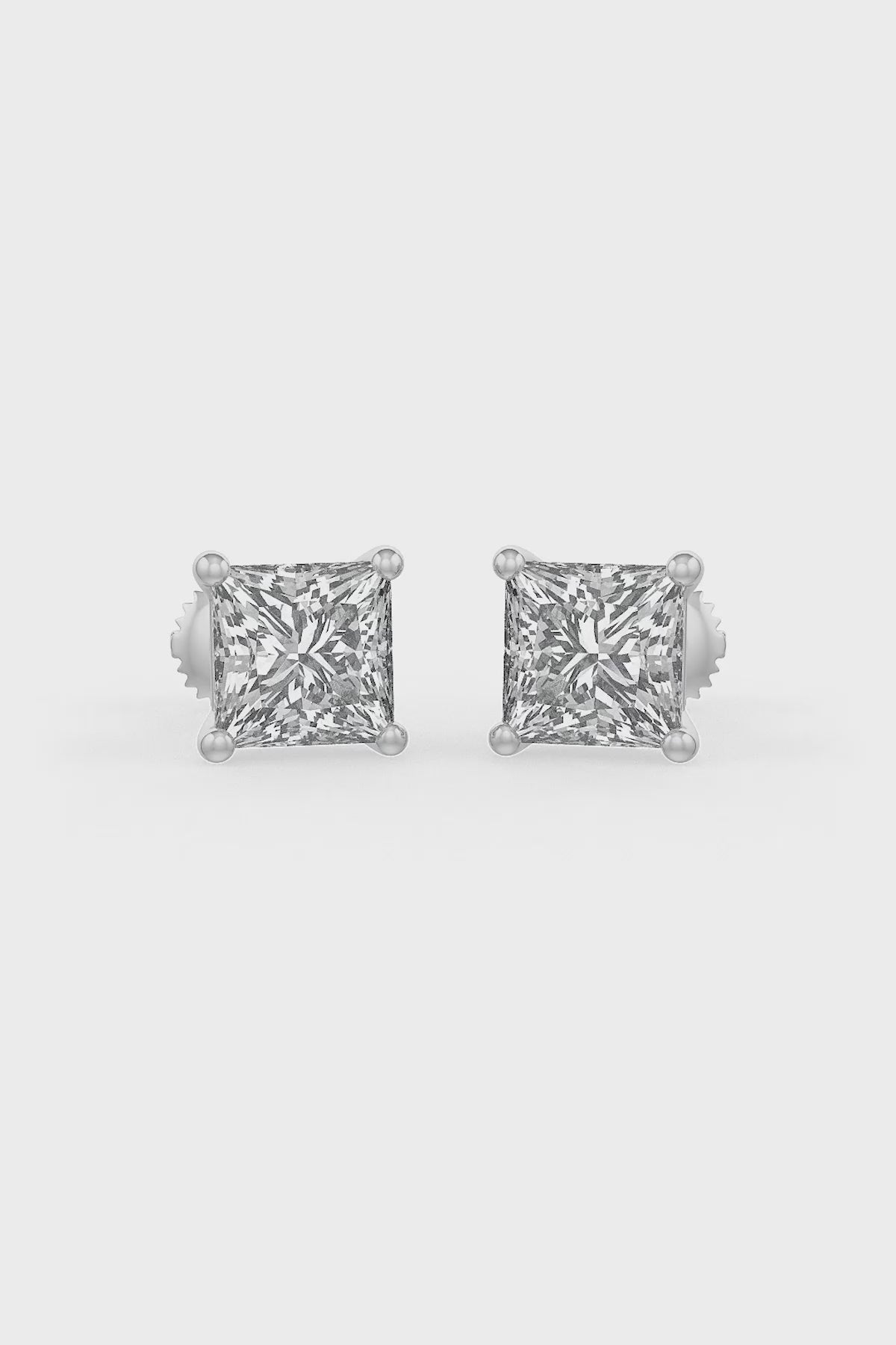Square Shaped Solitaire Stud Earrings