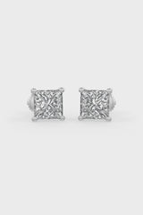 Square Shaped Solitaire Stud Earrings