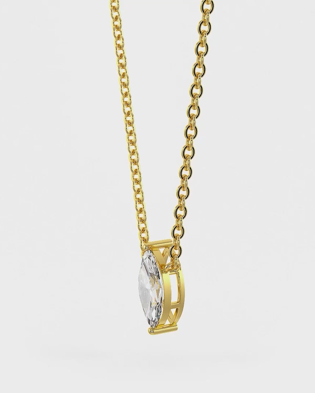 Marquise Shaped Solitaire Pendant With Chain