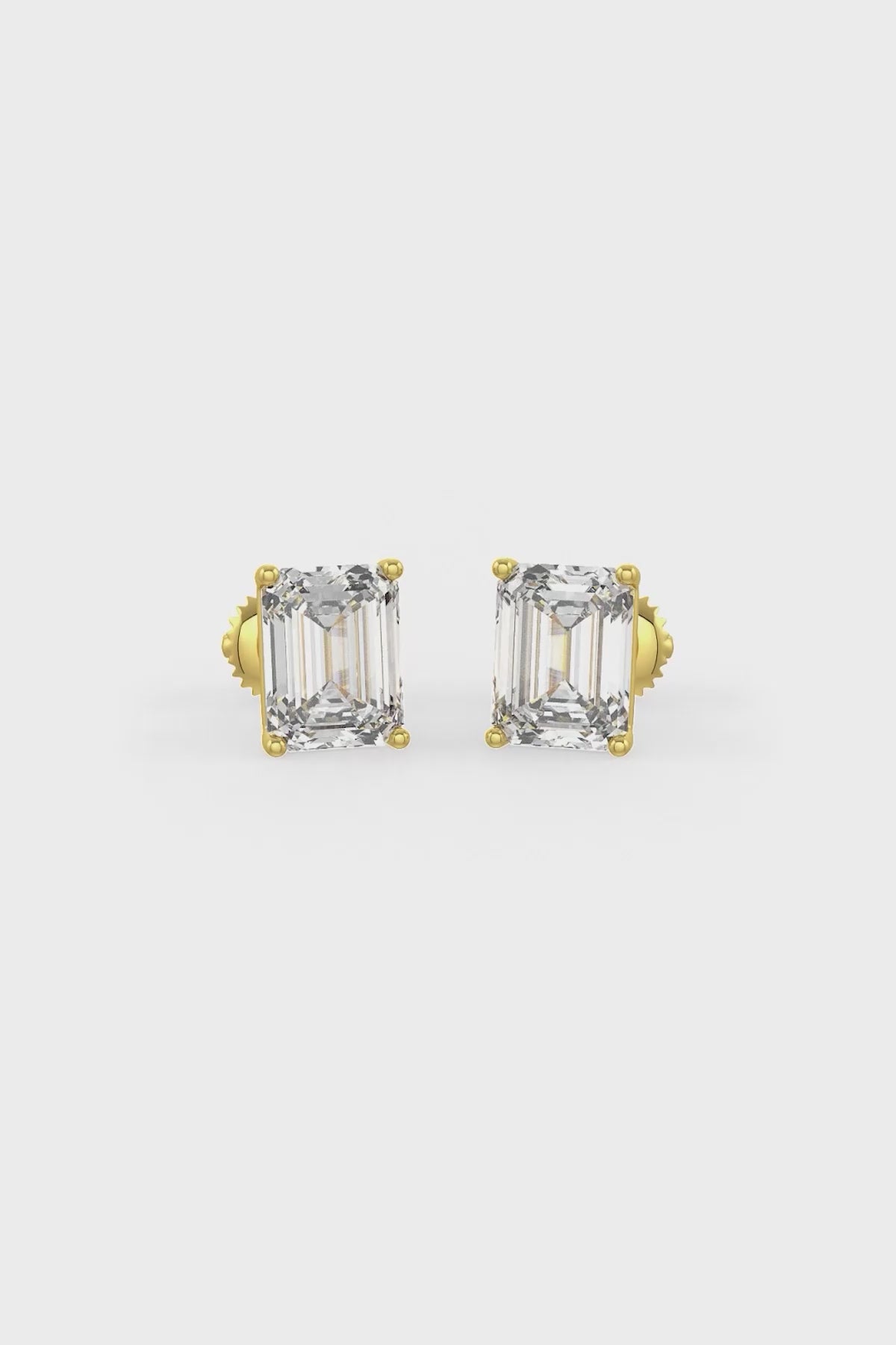 Emerald Cut Solitaire Stud Earrings