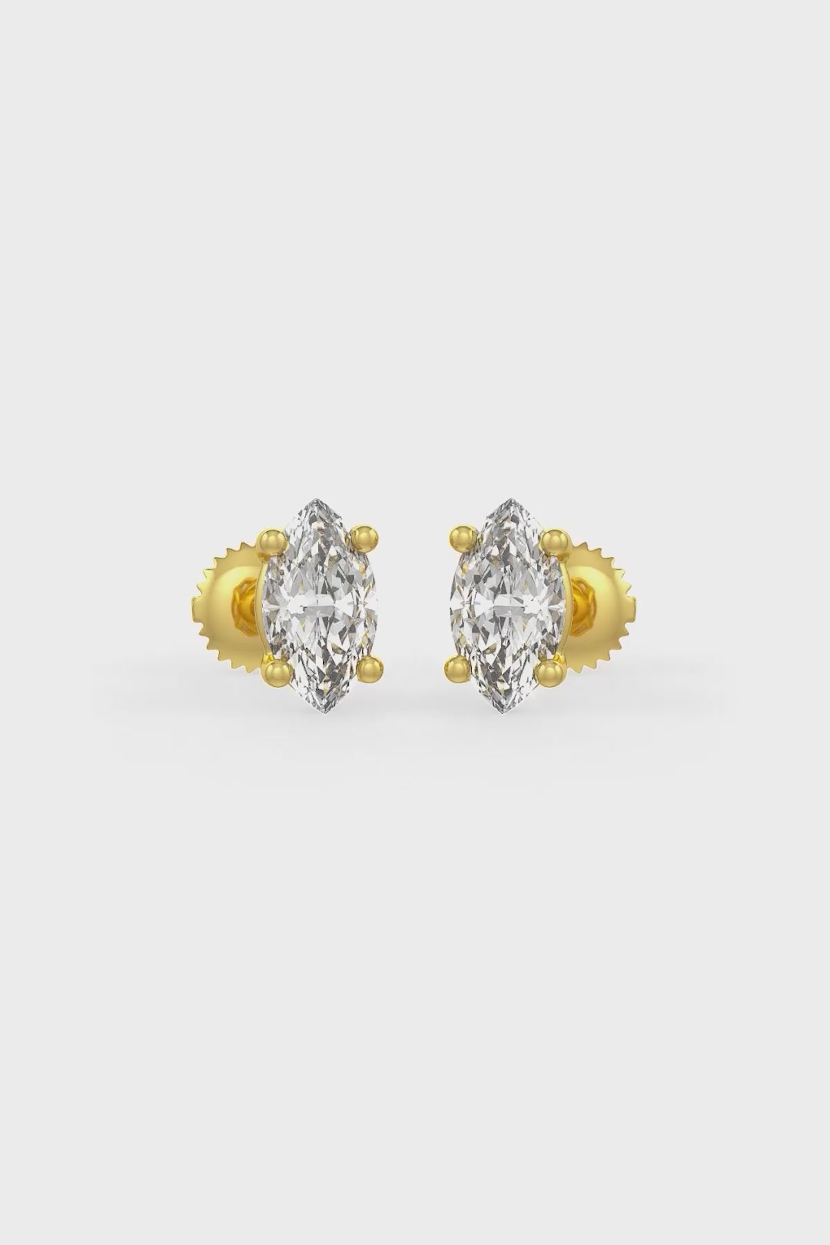 Marquise Shaped Solitaire Stud Earrings